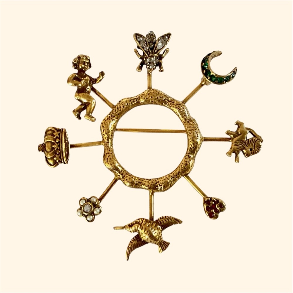 Vintage Goldette Pinwheel Brooch - Collectible MidCentury Victorian Revival